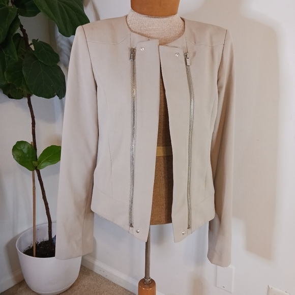 Size 6 /Small Calvin Klein Moto Style Jacket Casual Business Old Money Spring - Picture 2 of 11